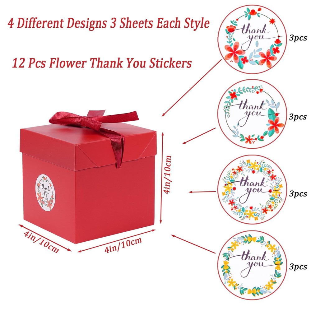 Elephant-package 12Pack Small Gift Boxes with Lids, Red Gift Boxes with Ribbo...