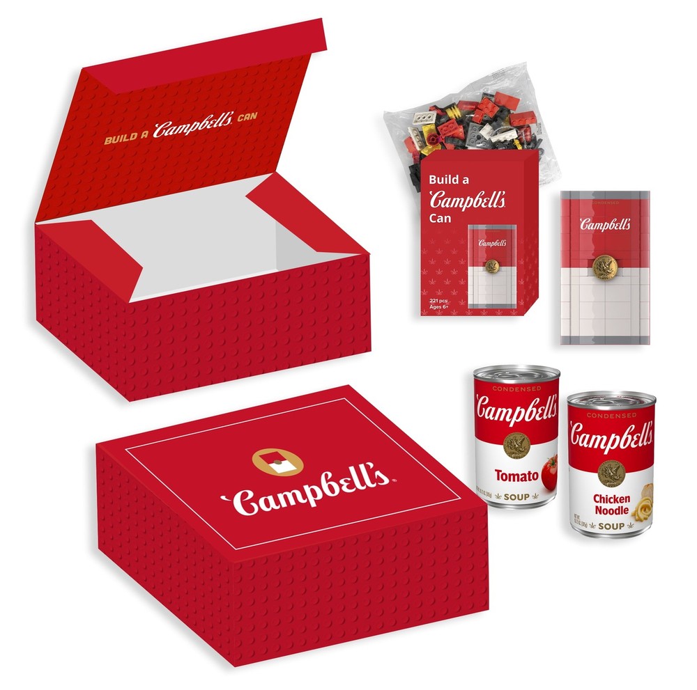 Campbell Building Brick Box, Custom Multicolor Building Blocks with 2 Cans