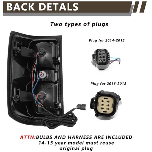 Tail Light Assembly Compatible with 2014-2018 Chevy Silverado 1500/2019