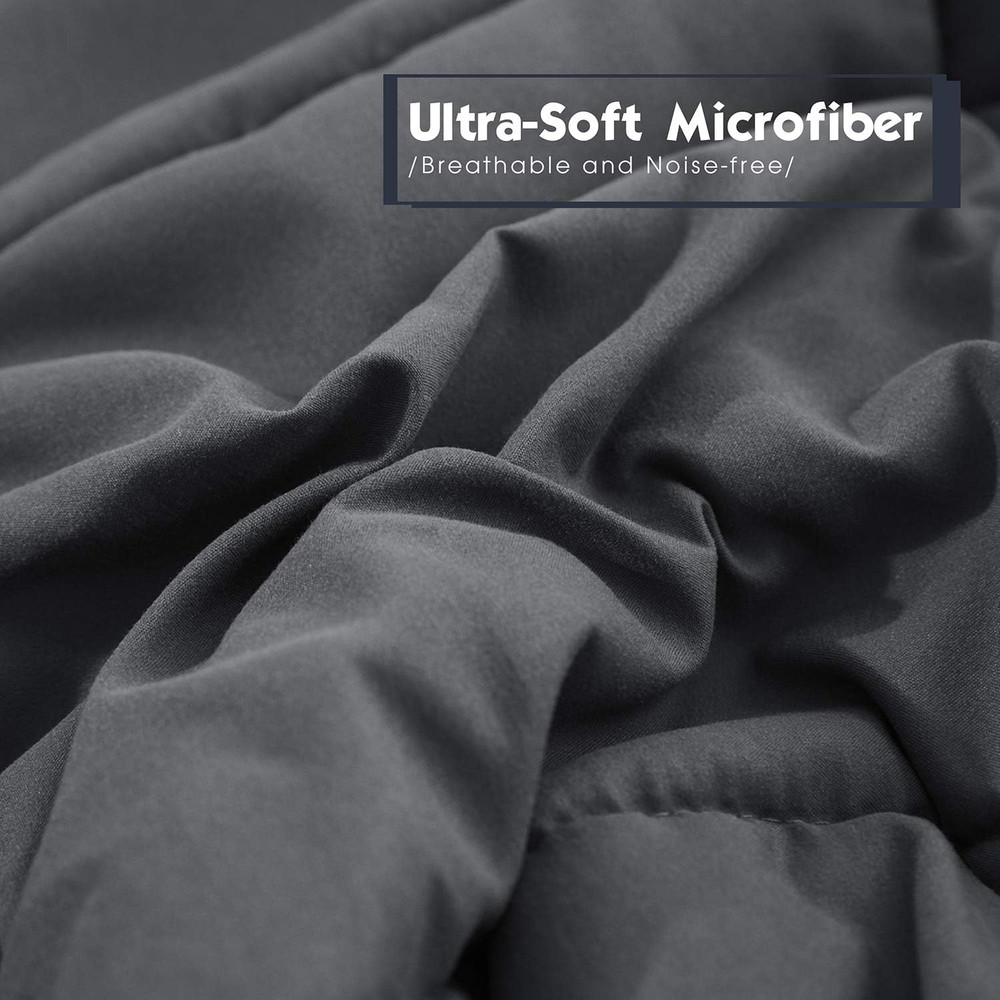 3Pc Grey Queen Size Comforter Set - All Season Reversible down Alternative Comfo