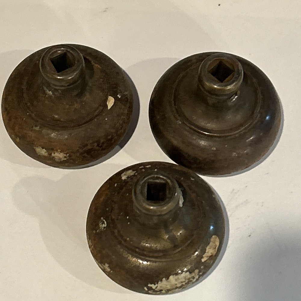 Pair Antique Brown Marble Swirl Porcelain Door Knobs + 7 Bonus Knobs **READ