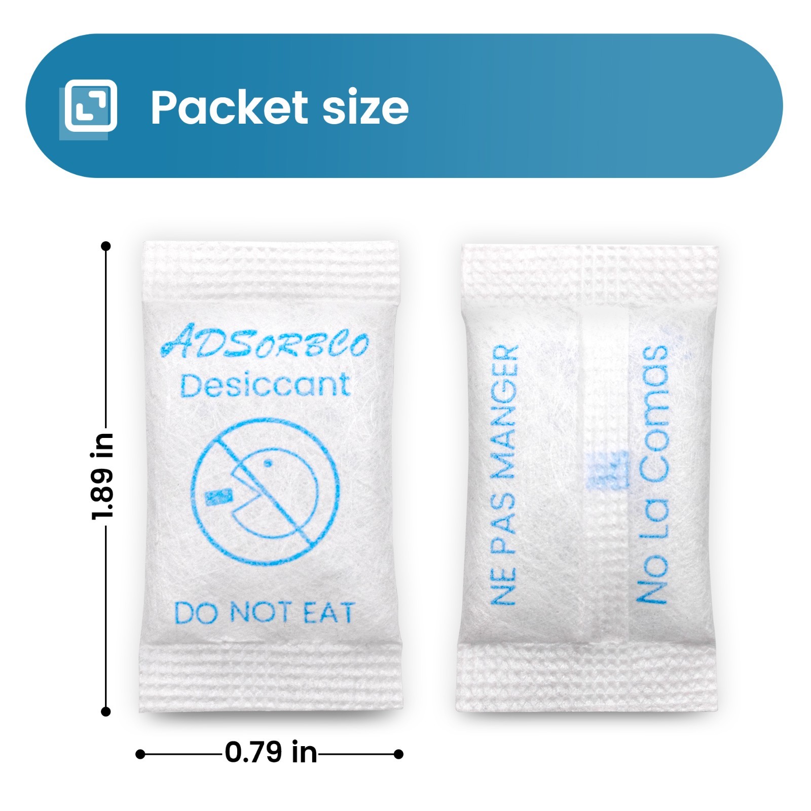 Adsorbco 3 Gram(50) Silica Gel Desiccant Packets–Mini Moisture Absorbing Packets