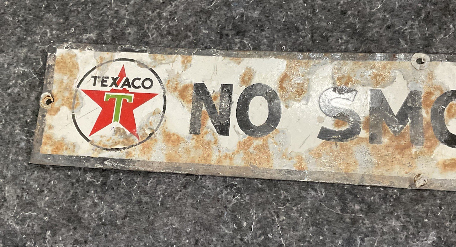 Texaco NO SMOKING Porcelain Gas Station Sign, original, vintage 23"×4"