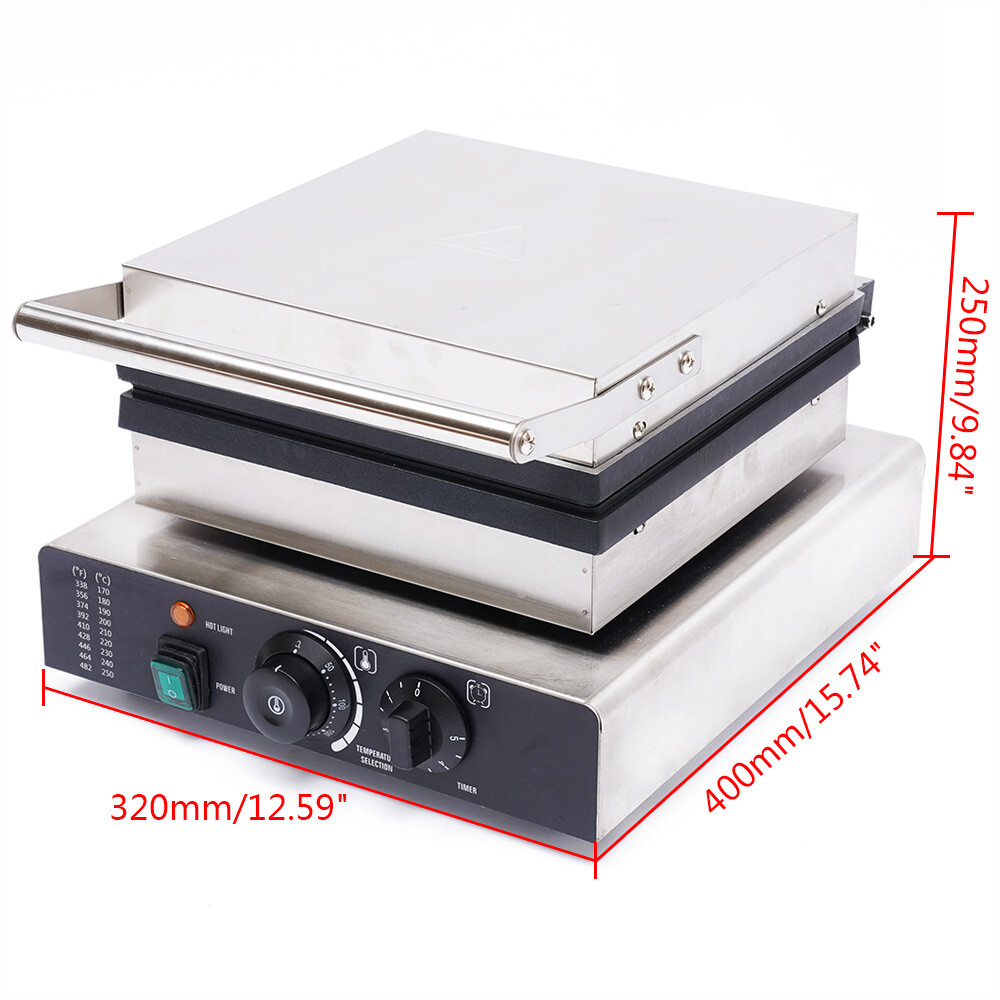 Bakeries Commercial Waffle Crispy Maker Baker Nonstick Stainless W/Timer Control