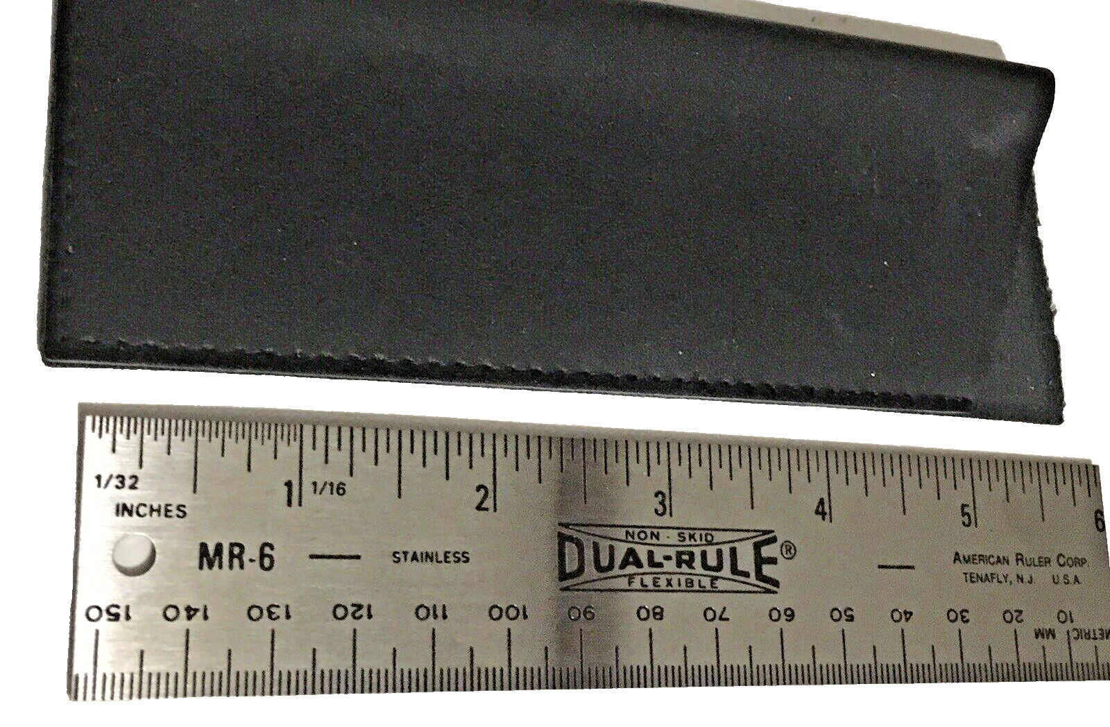Vintage 6" Stainless Steel Ruler Cork Back Dual-Rule SAE/Metric w/Case U.S.A.