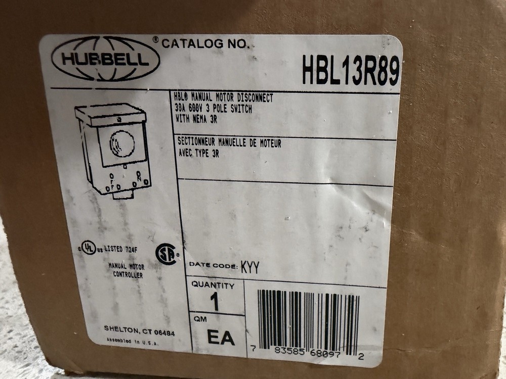 Hubbell HBL7810D Manual Motor Switch - Black