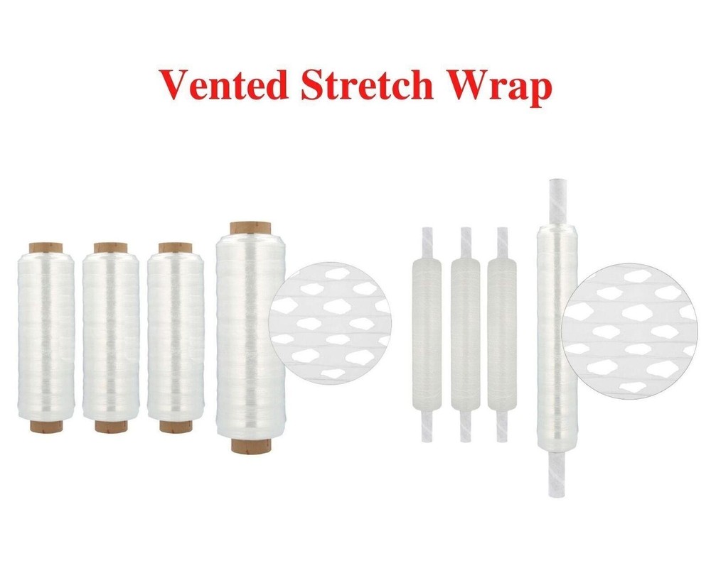 Packaging Vented Stretch Wrap Plastic Shrink Film Clear Select Size Rolls