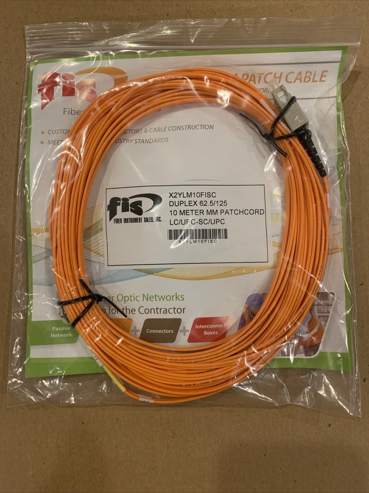 FIS Fiber Optic Patch Cable, Multimode MM, LC/UPC to SC/UPC -- 10 Meter