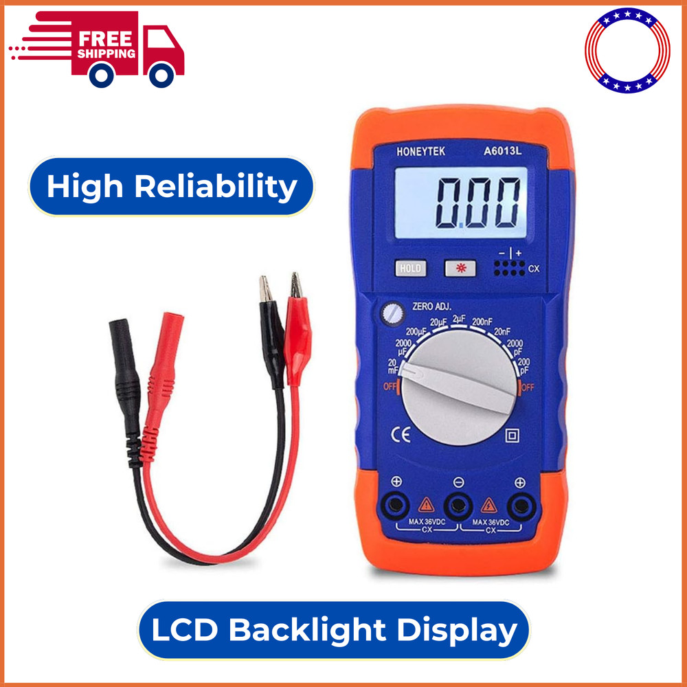 Honeytek A6013L Capacitor Tester, LCD Backlight Display, Over-Range Indication