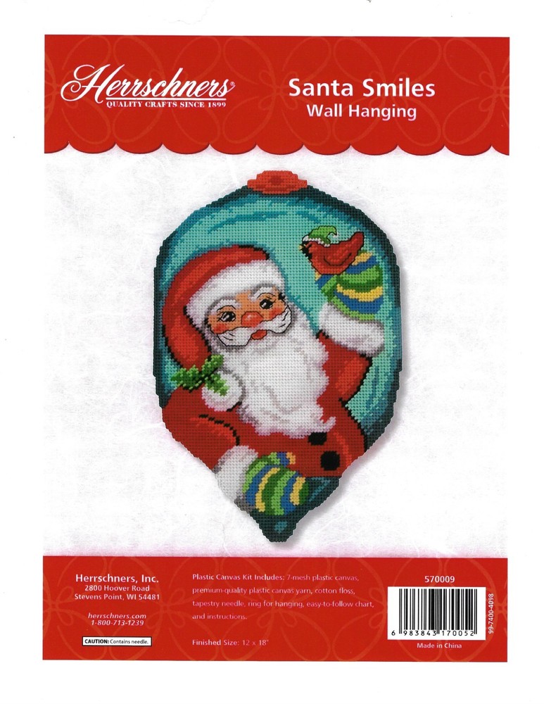 SANTA SMILES  WALL HANGING   plastic canvas  PATTERN (#TF0555)