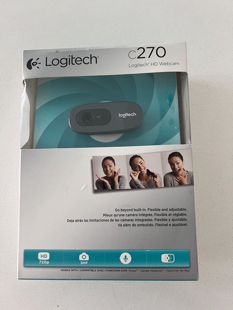 Logitech C270 HD Webcam Black Widescreen New In Box