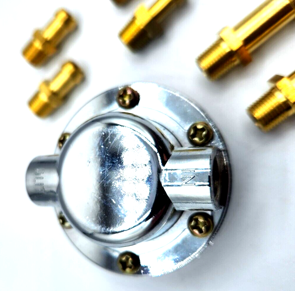 Universal Inline Chrome Low Pressure Adjustable Fuel Pressure Regulator 1-6 PSI