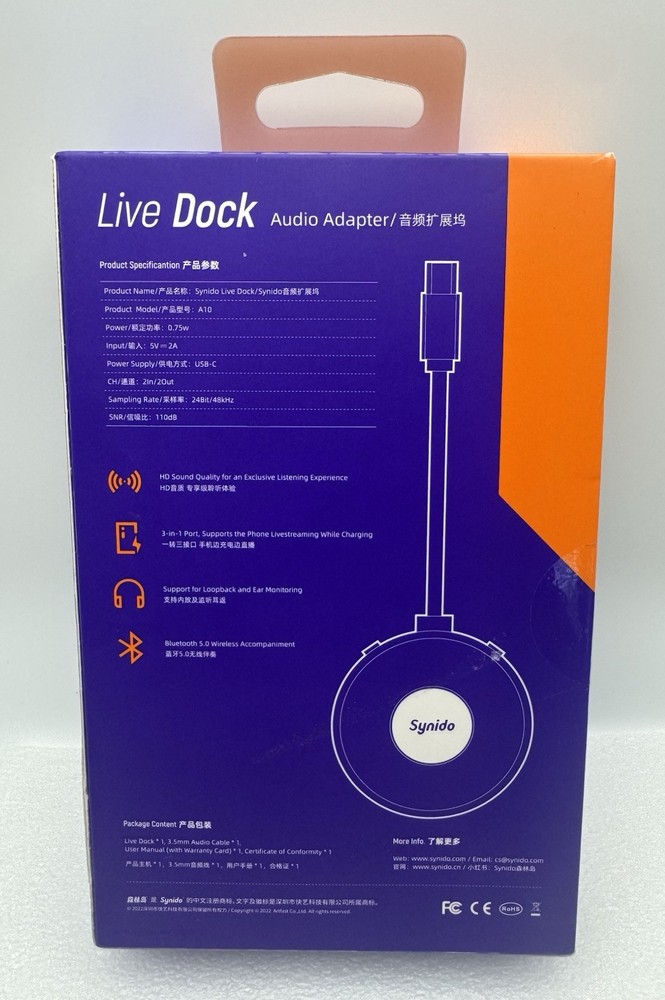 Synido Live Dock USB Audio Interface USB-C HD Sound Bluetooth Loopback