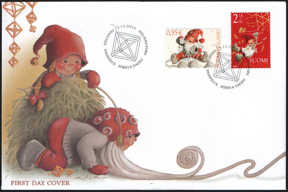Finland FDC2011 Christmas, Santas Helpers Playing,  mint