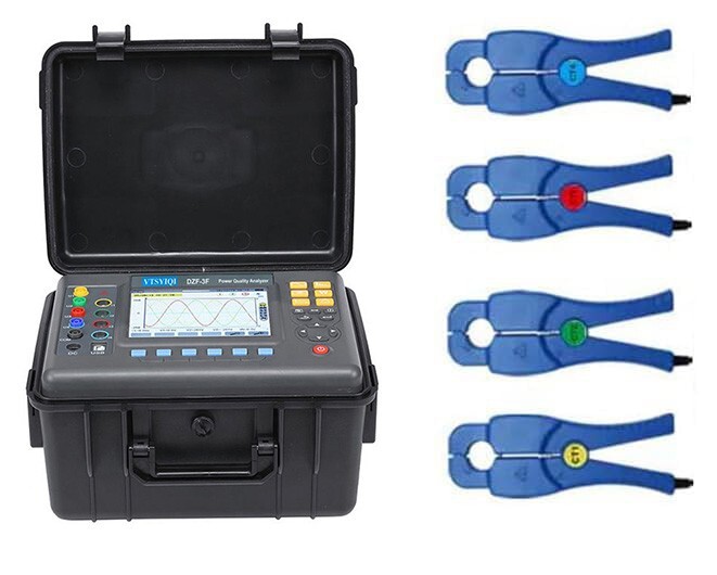 Power Quality Meter 3-Phase 4-Wire Power Quality Analyzer with Range 0.10A-100A