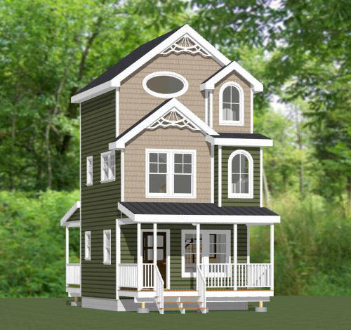 16x16 Tiny House -- 2 bedroom -- 707 sqft -- PDF Floor Plan -- Model 20B
