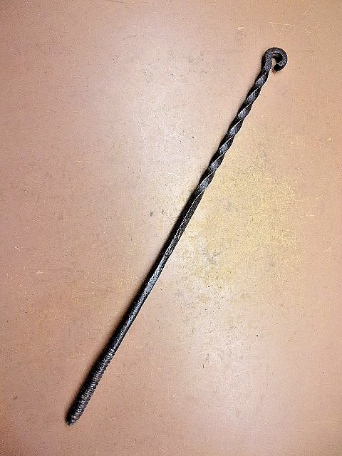 Vintage Blacksmith Forged Threaded Hooks 19" Long with Nice 'Twist' UNIQUE!