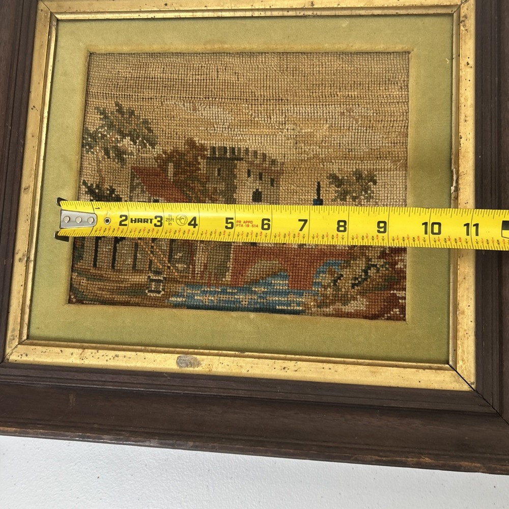 Vintage Framed Needlepoint Castle