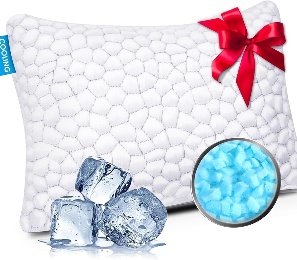 Cooling Bed Pillows for Sleeping 1 Pack Shredded Memory Foam Pillows Adjustab...