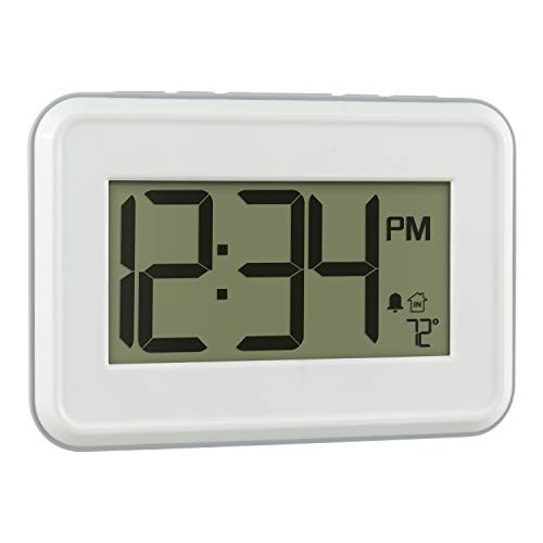 513-113W Digital White Wall Clock with Temperature & Countdown Timer