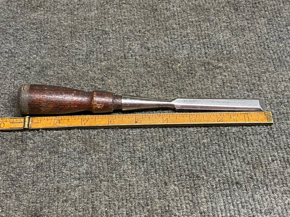 Vintage Stanley 1/2” Chisel “D” With Leather Padded Handle USA Sharp!