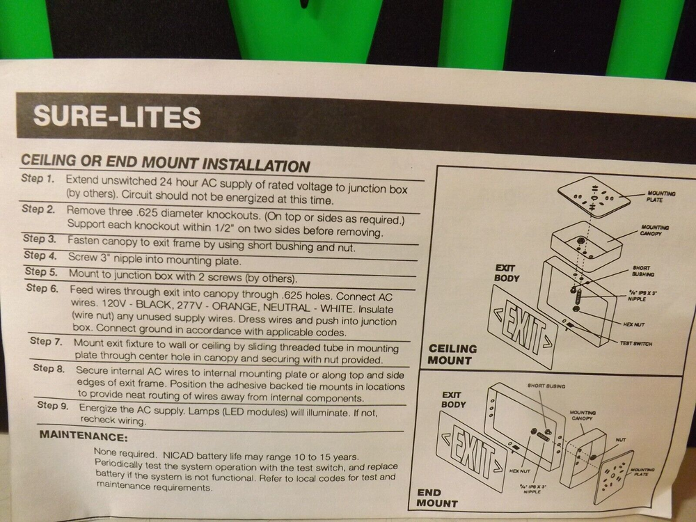 Sure-Lites Exit Model CAX610000GB