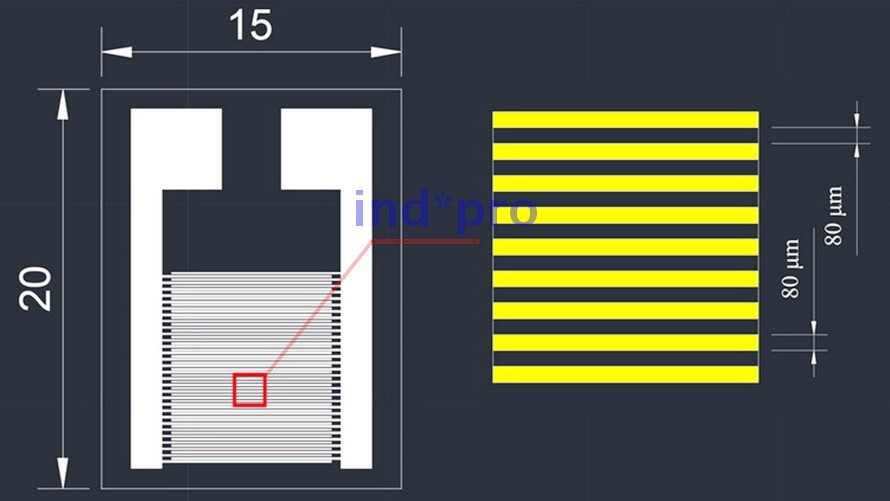 80μm ITO capacitive array interdigital electrode gas biosensor 5PCS replace