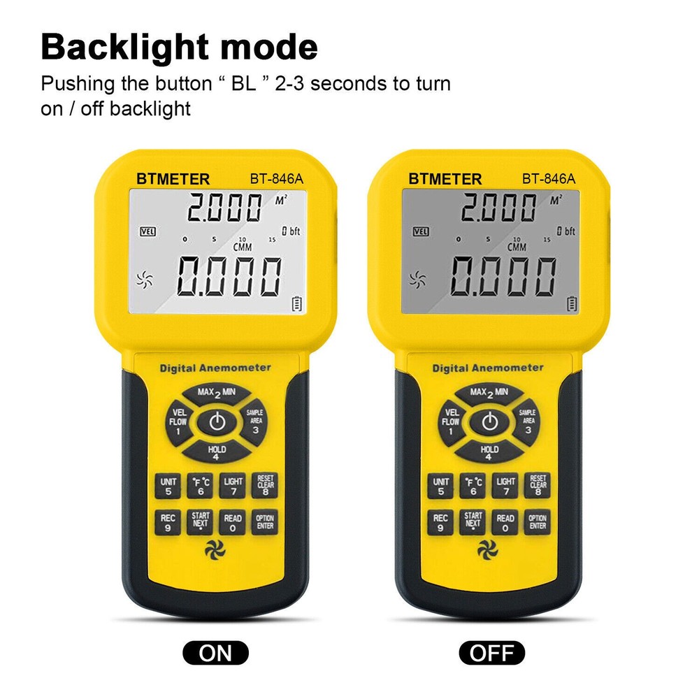 HOLDPEAK Pro HVAC Anemometer Measures Wind Speed Wind Flow Wind Temperature CFM