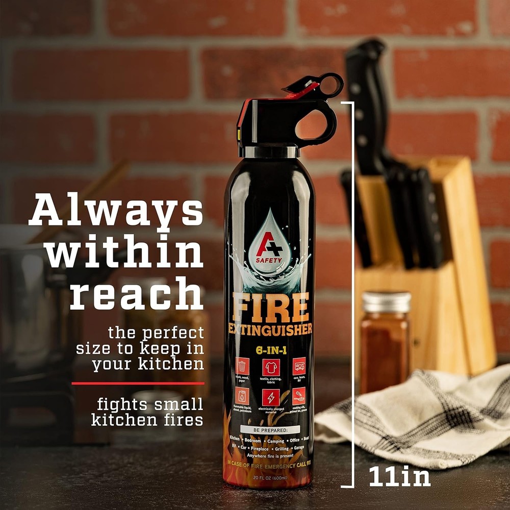 Compact Fire Extinguisher 2-Pack with Quick Pull & Aim - Safe for Kitchen & Car