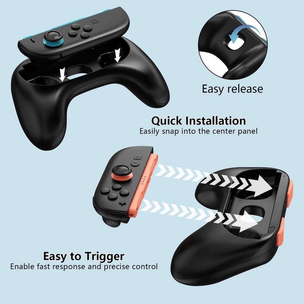 2Pcs Hand Grips for Nintendo Switch 2 Joy-Con Ergonomic Controller Handle ABS