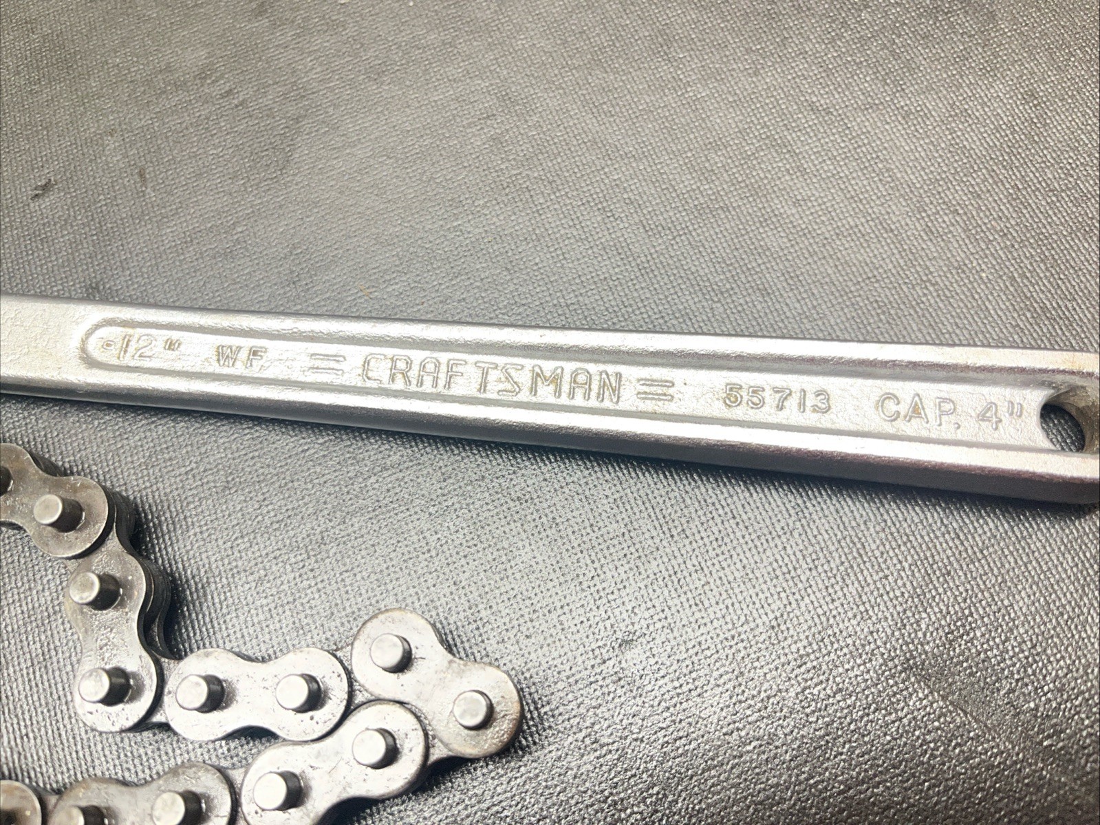 Vintage SEARS Craftsman WF 12" 300mm Reversible Chain Wrench 55713 USA