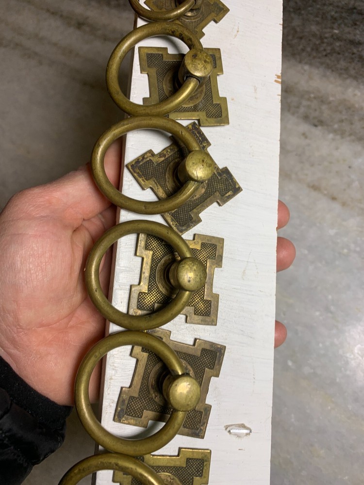 Antique Vintage Solid Brass Draw Handle Handles Pull Pulls Knob Knobs Ring Round
