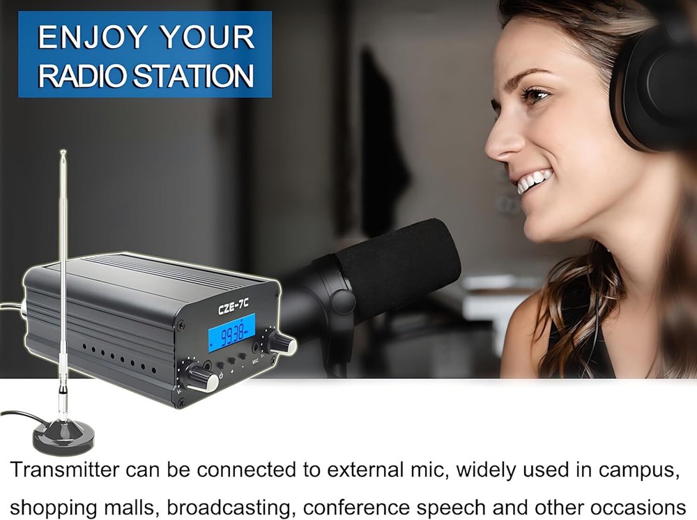 7W 1W FM Transmitter for Church Long Range FM Broadcast Transmitter for Drive-in