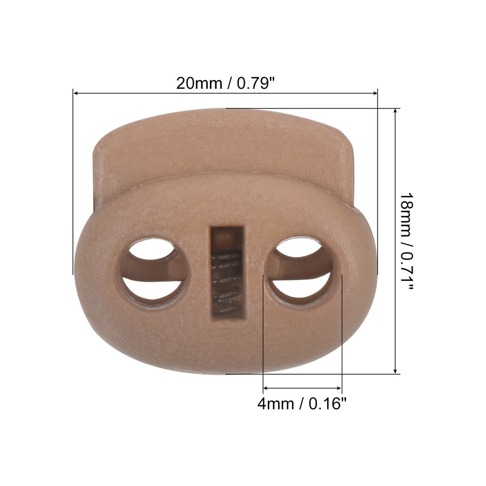 0.8x0.7" Cord Locks, 50 Pack Double Hole Spring End Toggle Stopper, Multicolor