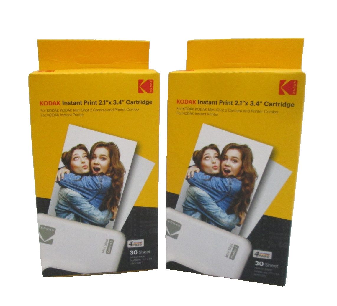 Two (2) Pack Sealed Kodak Instant Print 2.1"x 3.4" Cartridge 60 Sheets Total