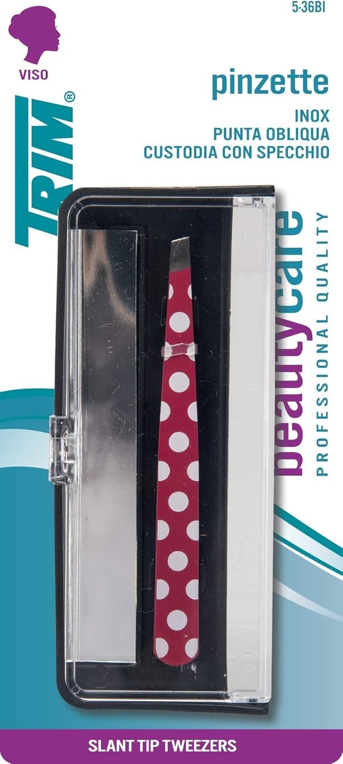 Trim Slant Tip Tweezers With Mirror Case