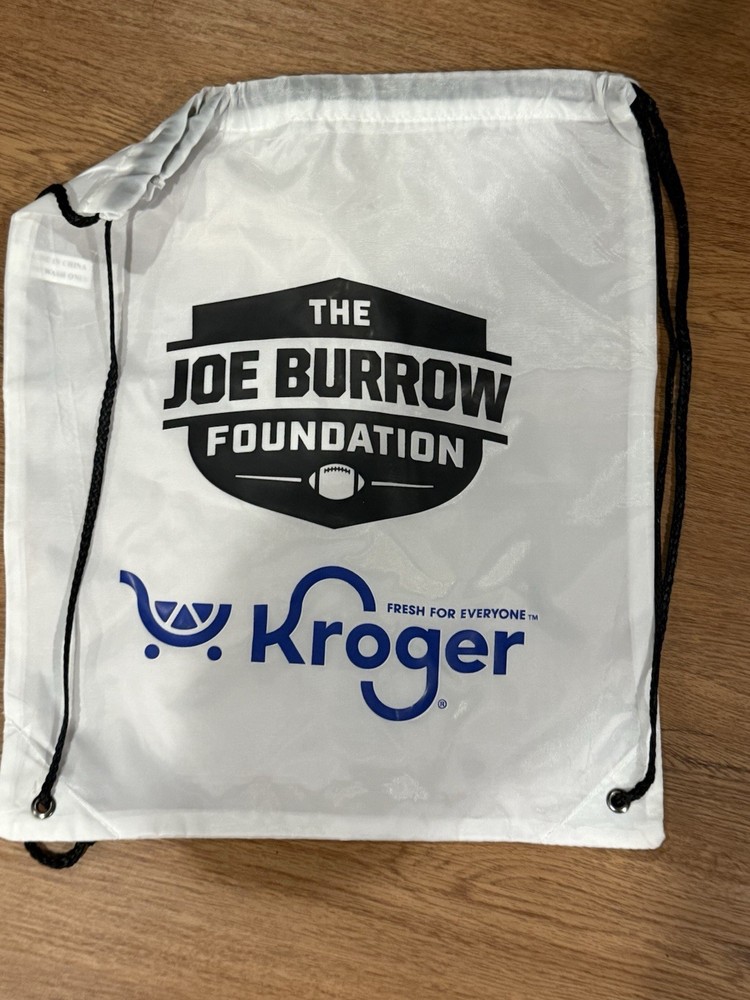The Joe Burrow Foundation Large White Gym Training Drawstring Backpack Kroger