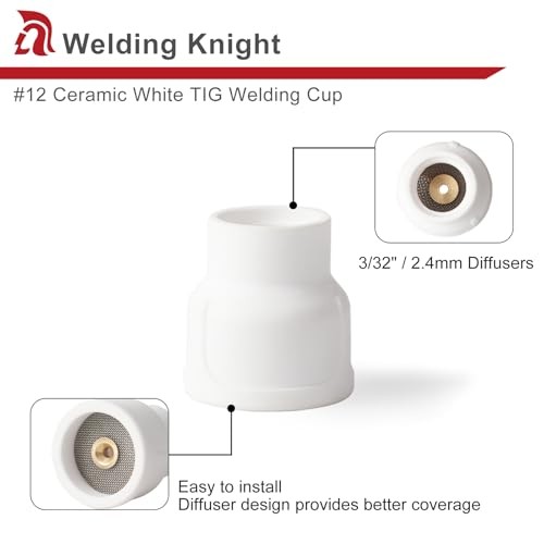 #12 Ceramic (5-Pack) White TIG Welding Cups with 3/32" Diffuser 5-PK