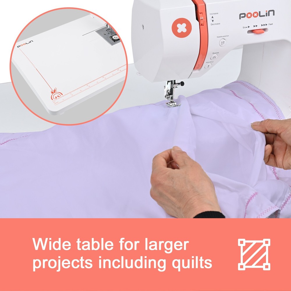 POOLIN Sewing Machine EOC2720 Computerized Wide Table 200 Built In Stitches.