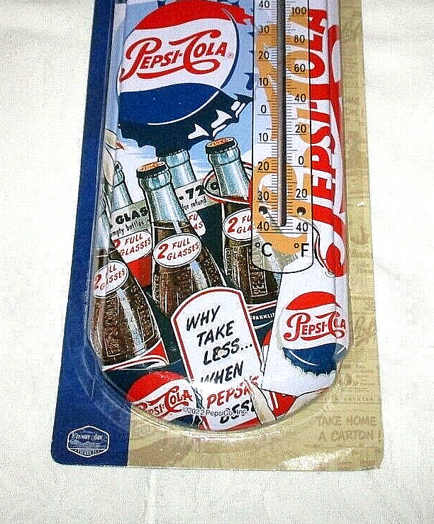PEPSI-COLA 'Why Take Less' METAL THERMOMETER - 17 Inches by 5 inches #1 - NEW