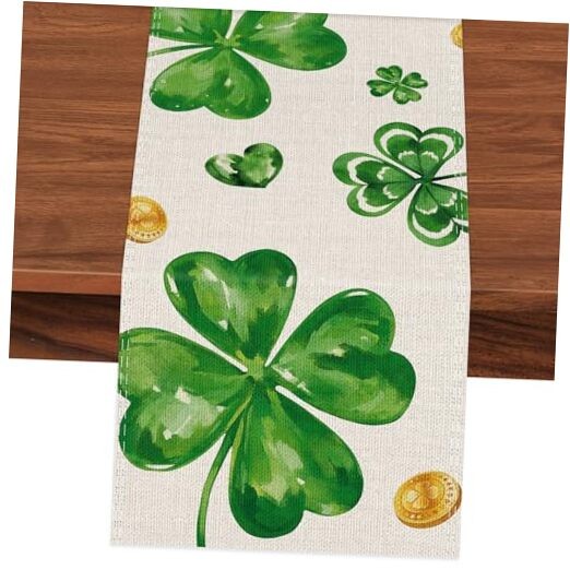 St Patricks Day Decorations, St. Patrick's Day Shamrock Table Runner ,Spring