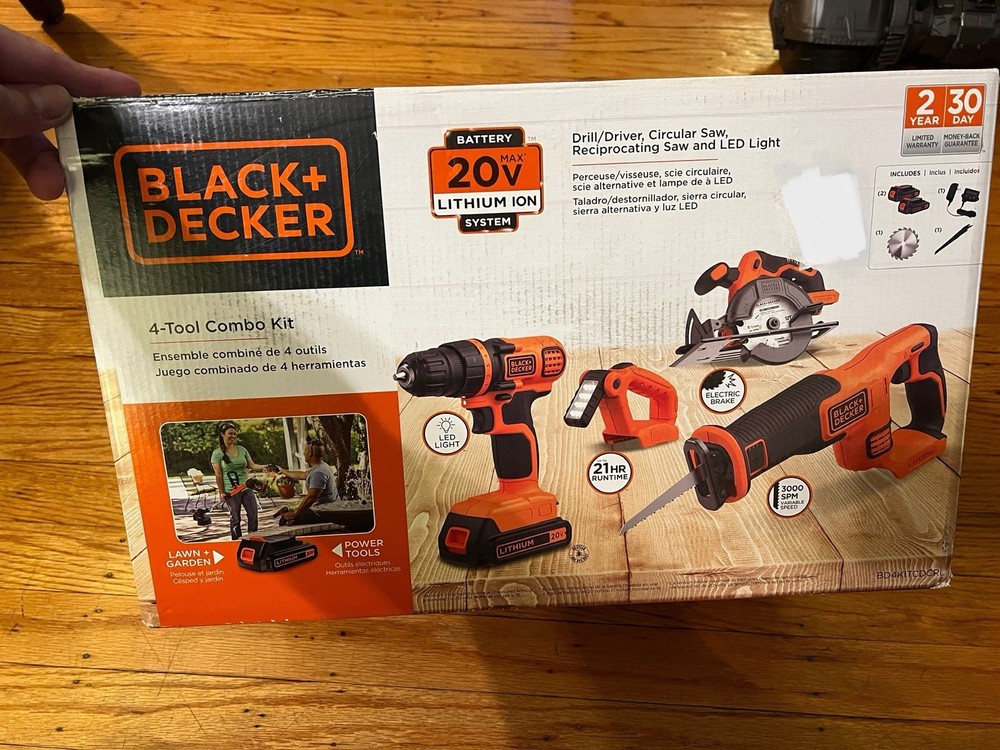 BLACK+DECKER BD4KITCDCRL 20V MAX Cordless Drill Combo Kit - Black/Orange