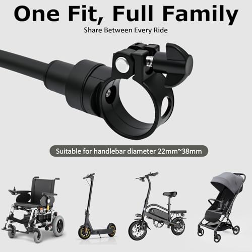2PCS Mobility Scooter Rear View Mirrors, Adjustable 360° Rotating Electric