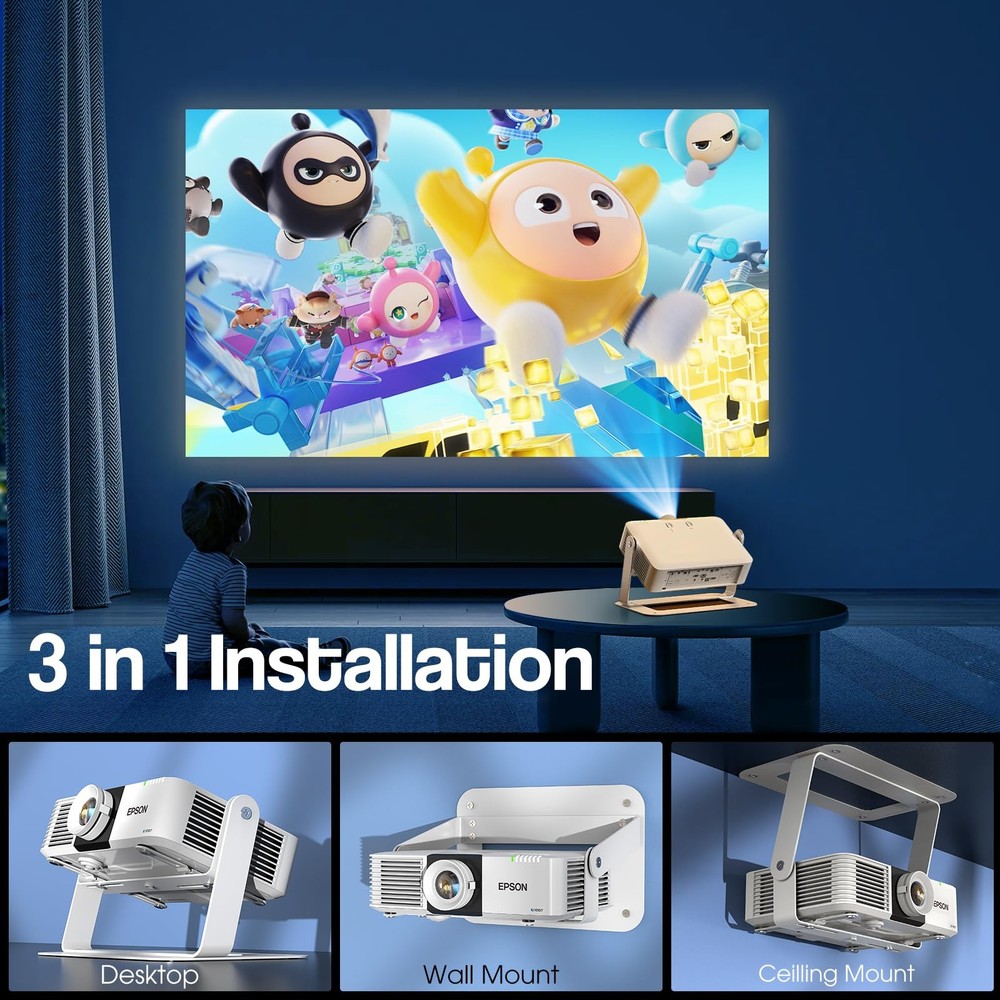 360 Degree Adjustable Desktop Projector Mount Base Plate With Cable Ties Set