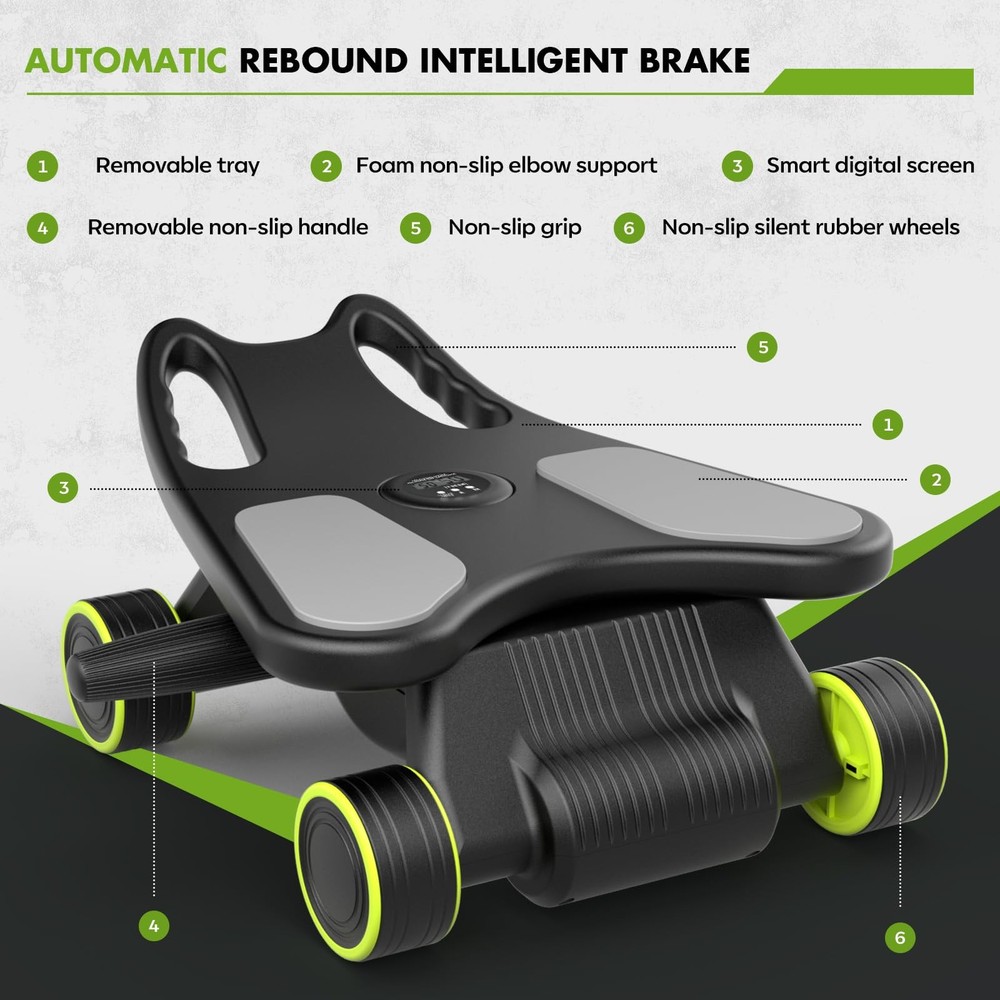 Ab Roller with Elbow Support, Core Workout Machine - 4 Wheels