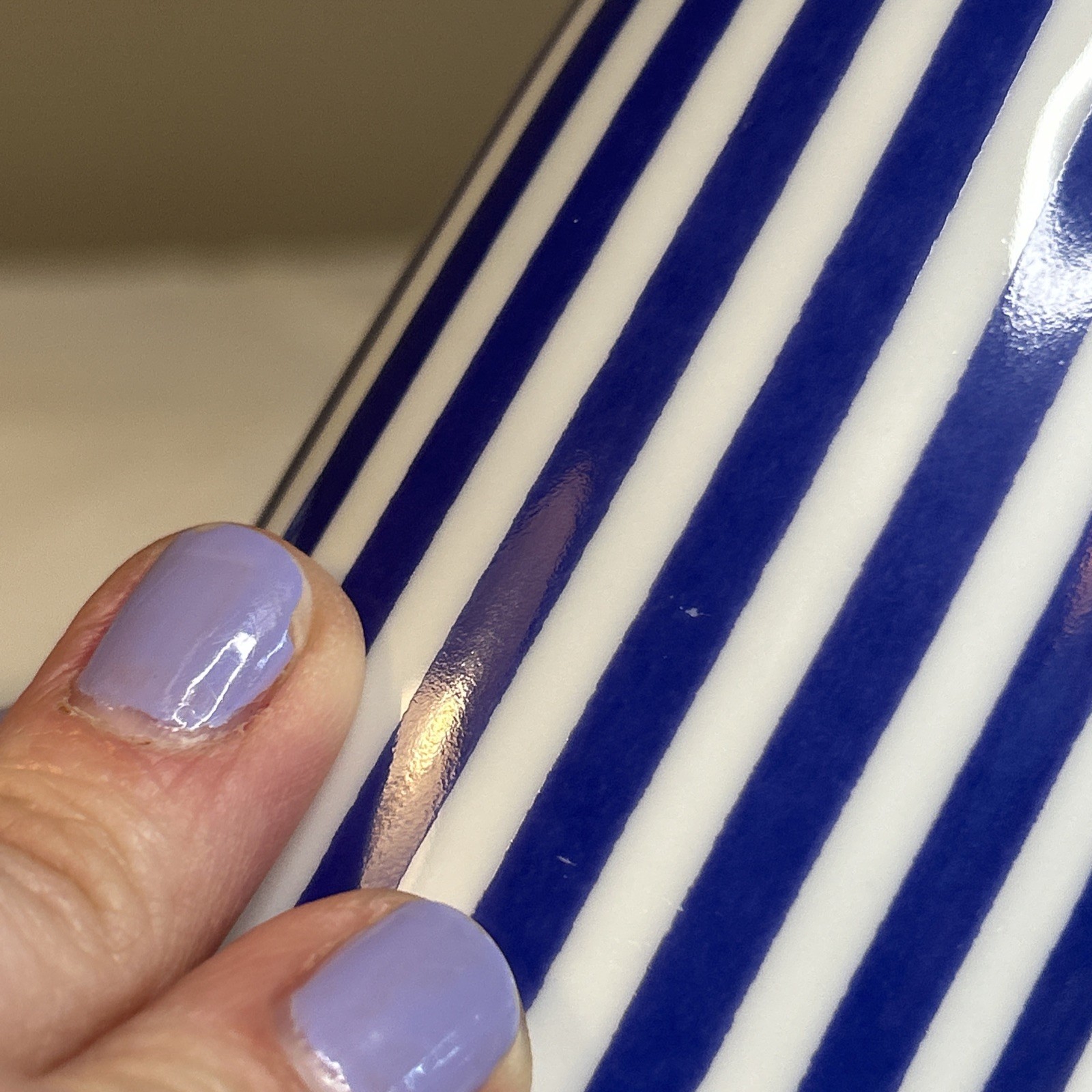 Set of 4 Wawel Made In Poland Porcelain Mug Cup Coffee Tea Stripes Blue White