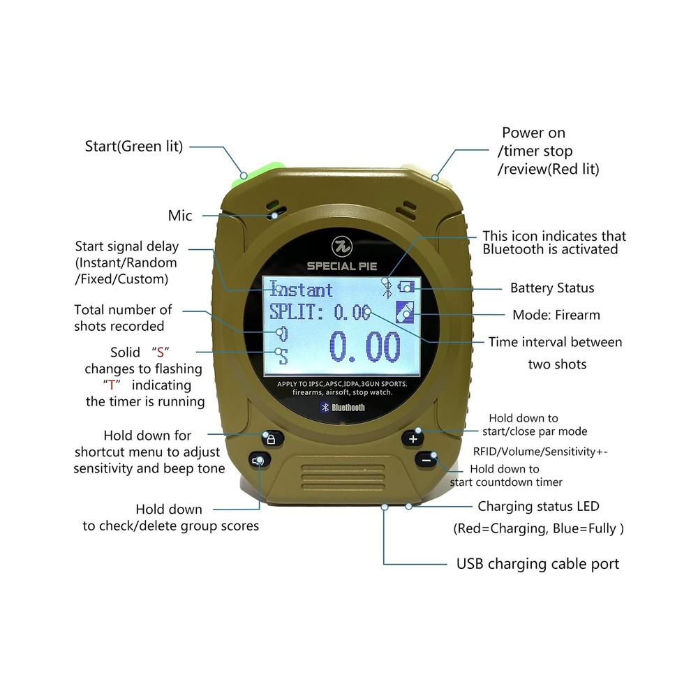 Shot Timer with Belt Clip -Shot Timer for Shooting Competition Multifunction ...