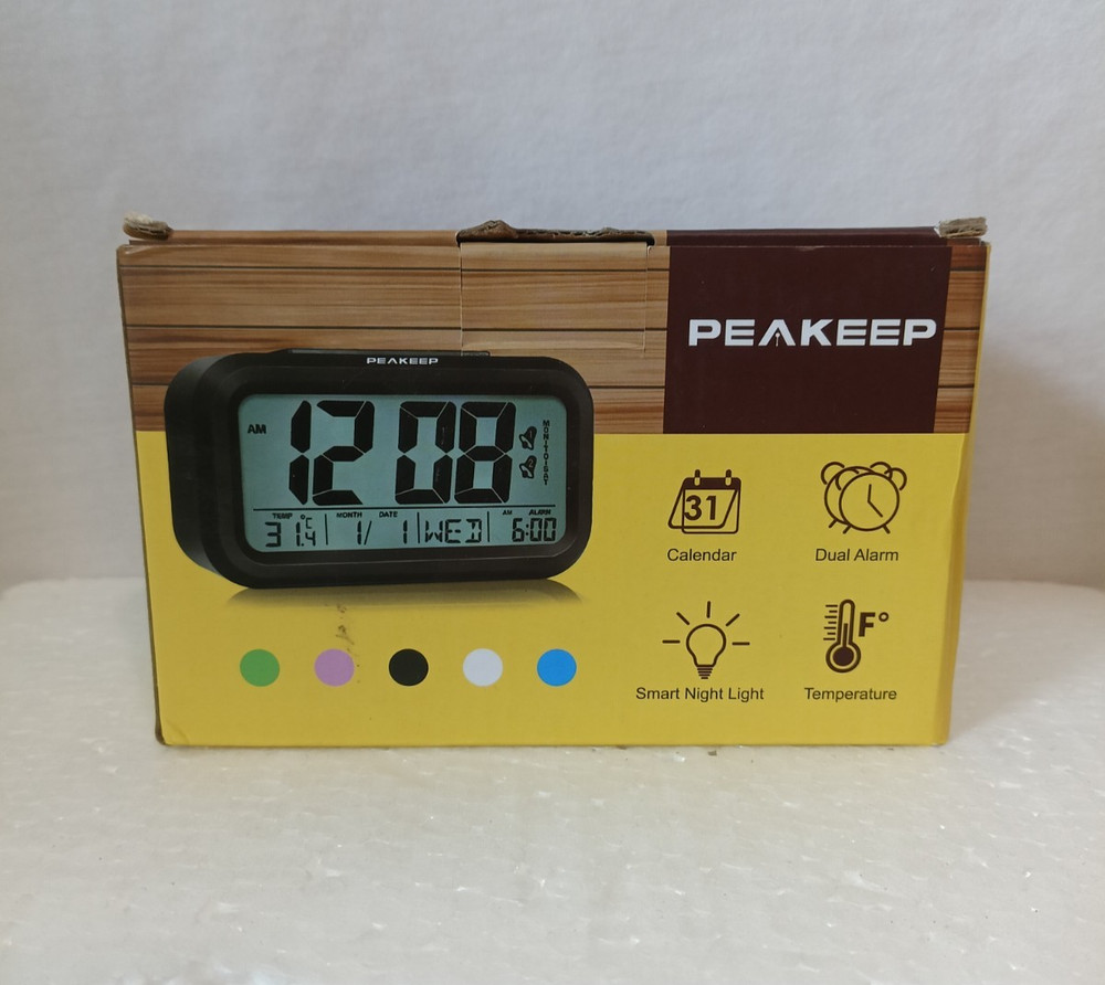 Large 1.5" Display LCD Digital Loud Alarm Clock, Automatic Light Sensor, Travel