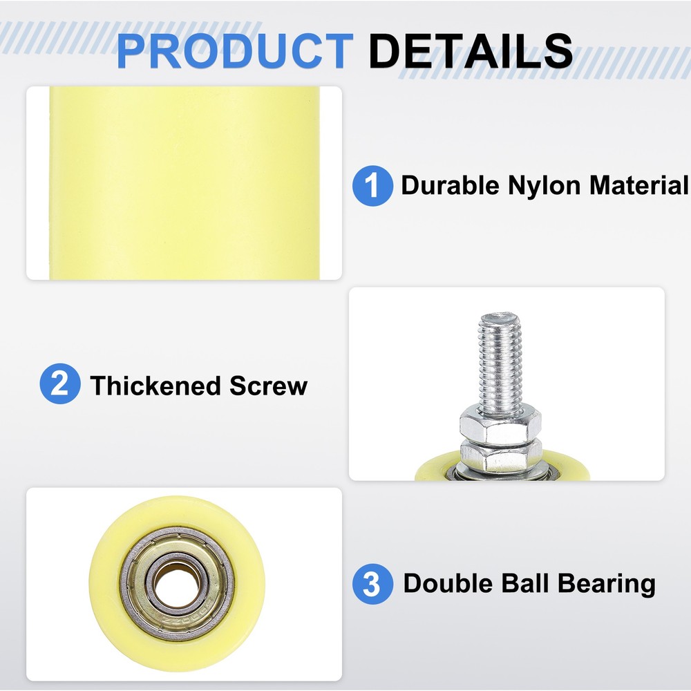 2Pcs Slide Gate Guide Roller 3" Nylon Sliding Gate Support Assembly, Yellow