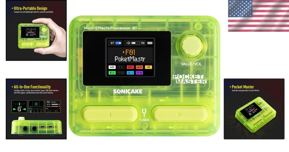 Portable Multi Effects Pedal - Transparent Green